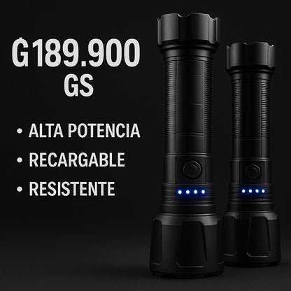 Linterna Táctica BLACKSTORM PRO® –  Recargable, Resistente al Agua IPX6, 6-8h de Autonomía